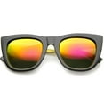 thumbnail image 1 of sunglassLA Unisex High Fashion Alligator Metal Temple Mirrored Lens Flat Top Sunglasses (Black-Gold / Magenta Mirror) - 50mm, 1 of 4