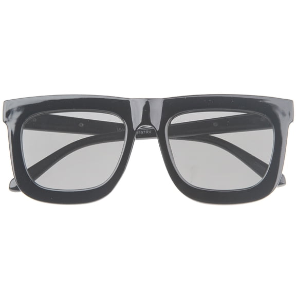 sunglassLA Unisex High Fashion Horn Rimmed Flash Mirror Flat Lens Bold Square Sunglasses (Black-Gold / Brown Mirror) - 64mm