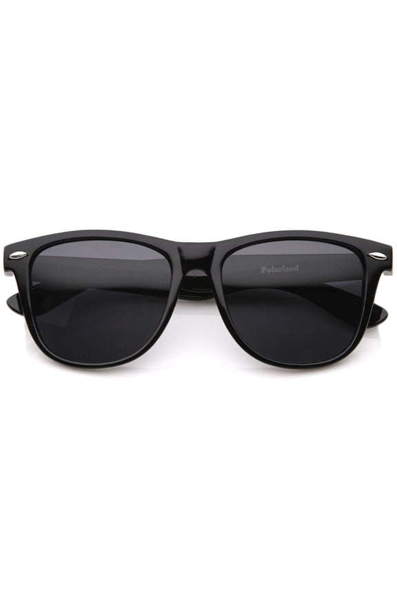 sunglassLA Unisex Large Oversize Classic Dark Tinted Lens Horn Rimmed Sunglasses (Black / Smoke) - 55mm