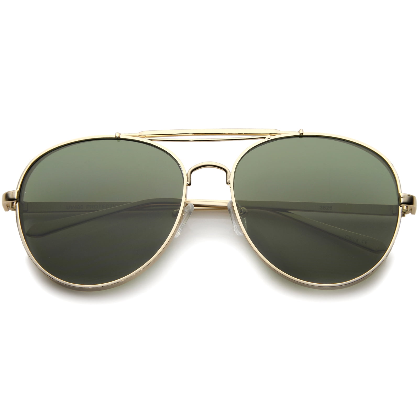UV400 Aviator Sunglasses Unisex Metal Frame Flat Lens Modern Half Frame Metal Flat Top Mirrored Lens Aviator  main image 4