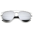 thumbnail image 1 of sunglassLA Unisex Modern Full Metal Crossbar Open Design Colored Mirror Aviator Sunglasses (Silver / Silver Mirror) - 58mm, 1 of 4