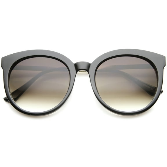 sunglassLA Unisex Modern Metal Temple Tinted Lens Oversize Round Horn Rimmed Sunglasses (Black-Silver / Lavender) - 55mm