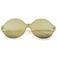 thumbnail image 1 of sunglassLA Unisex Oversize Round Color Mirror Shield Lens Metal Temple Rimless Sunglasses (Gold / Gold Mirror) - 69mm, 1 of 4