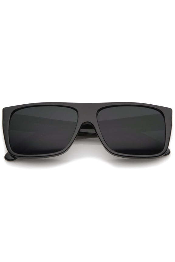 sunglassLA Unisex Retro Flat Top Wide Temple Eazy E Style Rectangle Sunglasses 57mm (Black / Smoke) - 57mm
