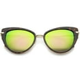 thumbnail image 1 of sunglassLA Unisex Women's High Fashion Metal Temple Super Cat Eye Sunglasses (Tortoise-Gold / Pink Yellow Mirror) - 55mm, 1 of 4