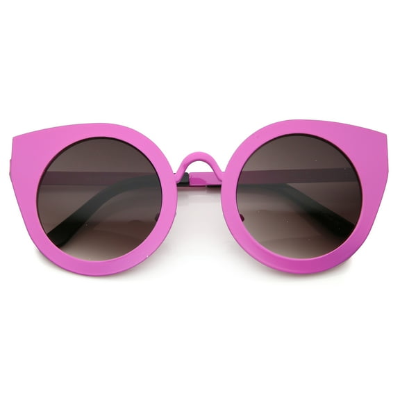 sunglassLA Unisex Women's Metal Frame Oversize Round Cat Eye Sunglasses (Hot Pink / Lavender) - 47mm