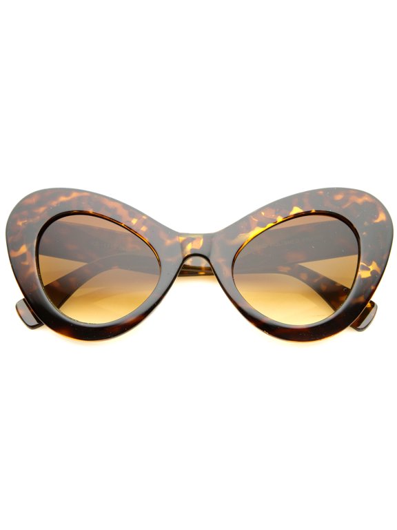 sunglassLA Unisex Womens Cat Eye Sunglasses With UV400 Protected Gradient Lens (Tortiose / Amber) - 55mm