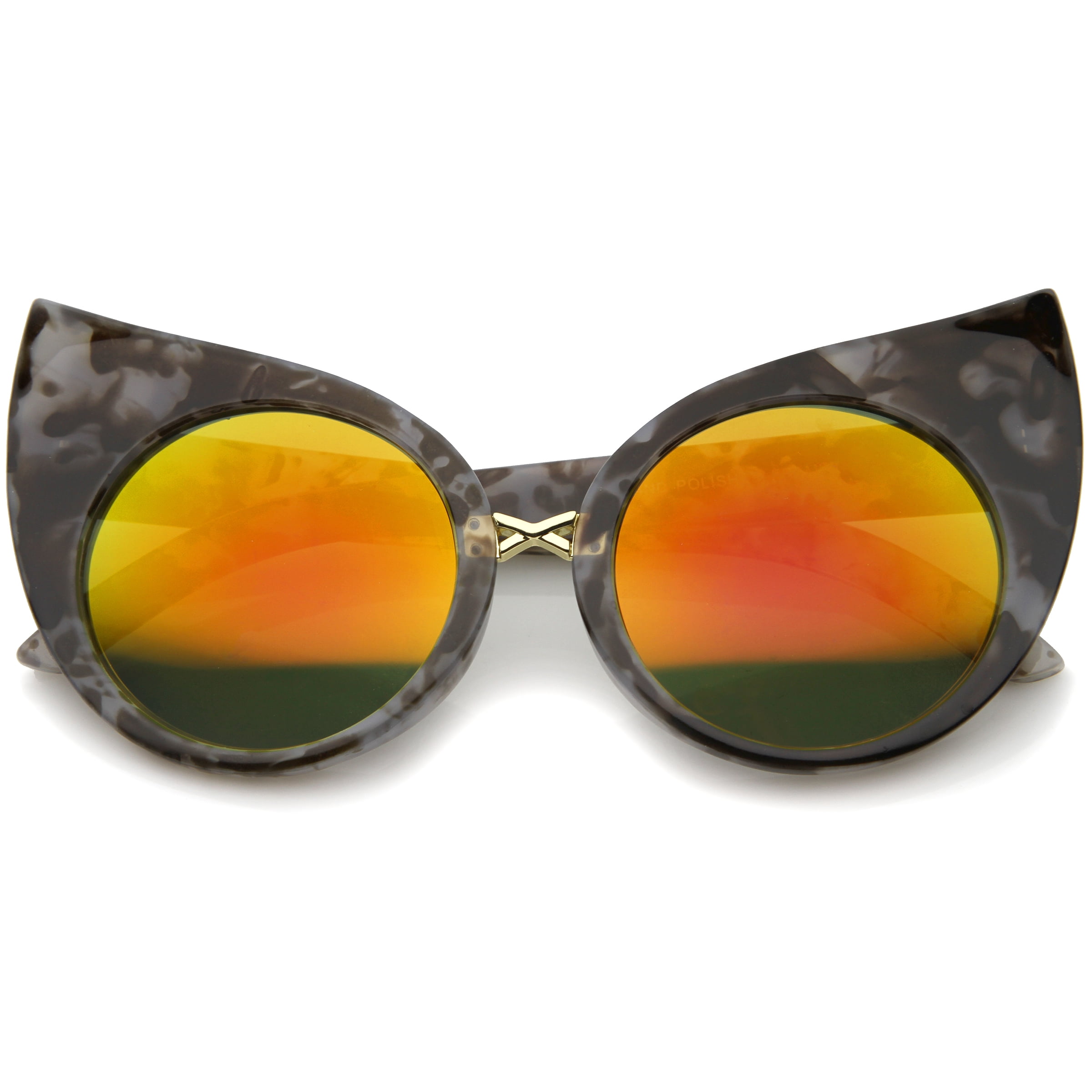 Ladies Bold Orange Round Sunglasses Transparent Pink Retro-Vintage Thin Round Tinted Sunglasses  main image 4