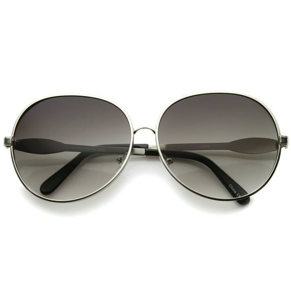 sunglassLA Unisex Womens Glam Full Metal Frame Oversized Round Sunglasses (Silver / Lavender) - 63mm