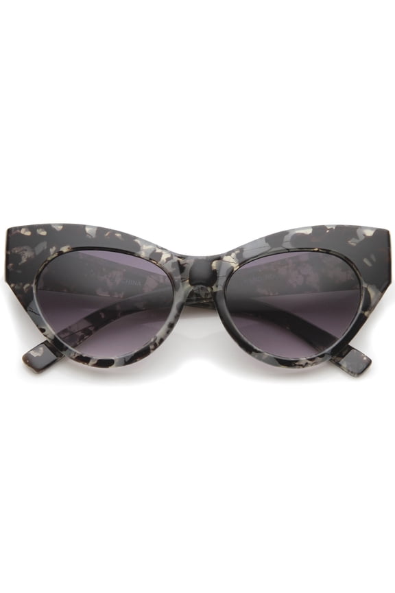sunglassLA Unisex Womens High Fashion Chunky Frame Oversize Bold Cat Eye Sunglasses (Grey Marble / Lavender) - 57mm