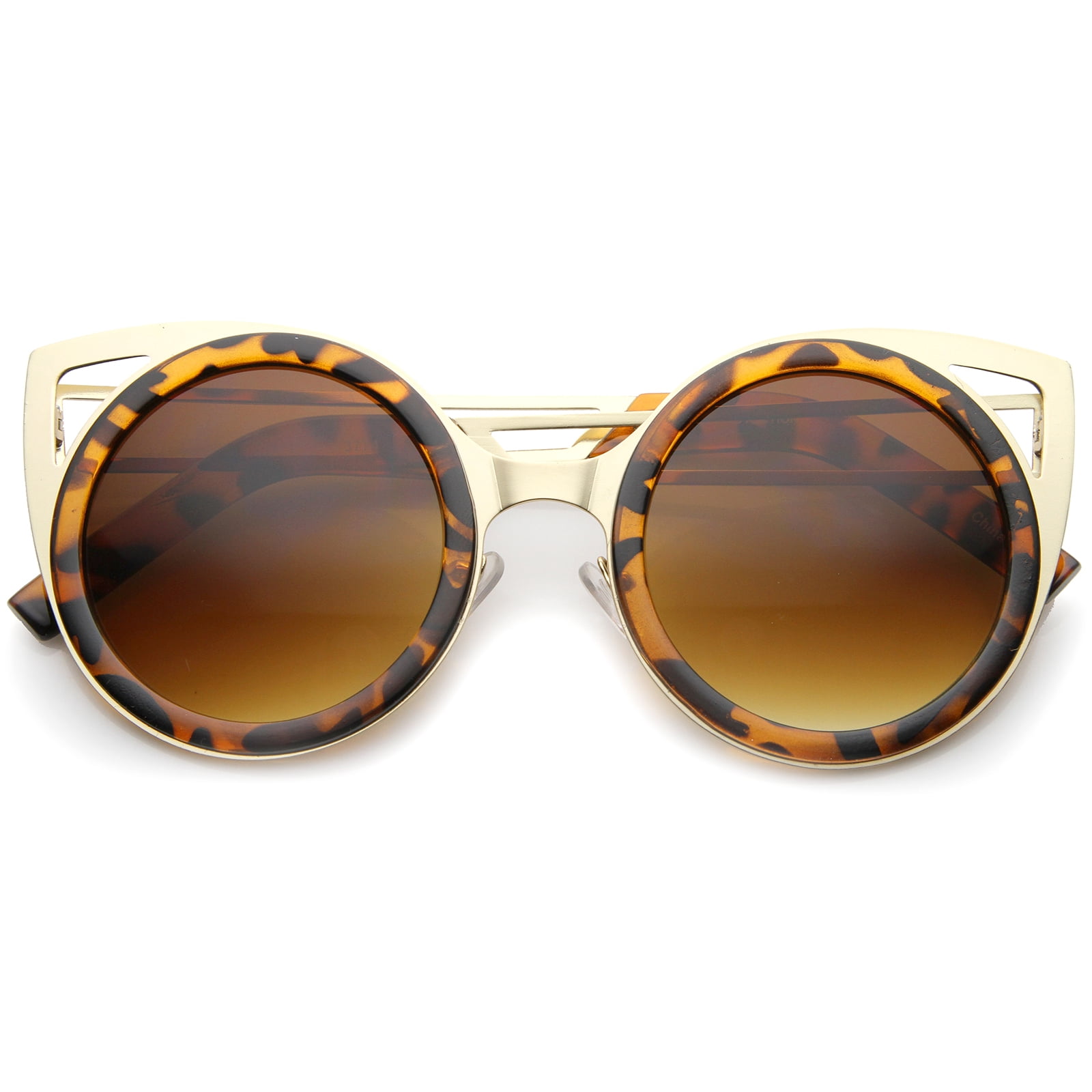 sunglassLA Unisex Womens Two-Toned Metal Cutout Round Cat 