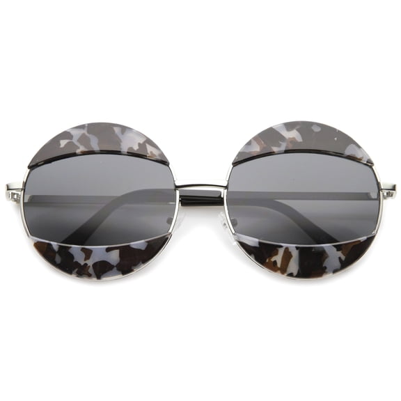 sunglassLA - Women's High Fashion Eyelid Metal Frame Oversize Round Sunglasses - 58mm