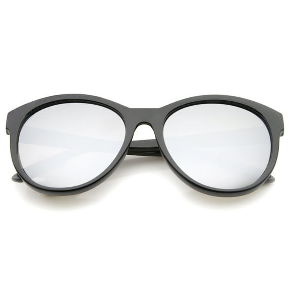 sunglassLA - Women's Horn Rimmed Color Mirror Lens Oversized Cat Eye Sunglasses - 58mm
