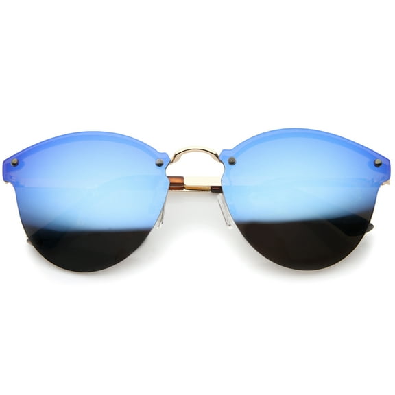 sunglassLA - Womens Fashion Iridescent Lens Rimless Metal Temple Cat Eye Sunglasses - 55mm