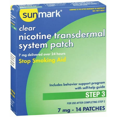sunmark Stop Smoking Aid 7 mg Strength Transdermal Patch, 70677003001 - Box of 14