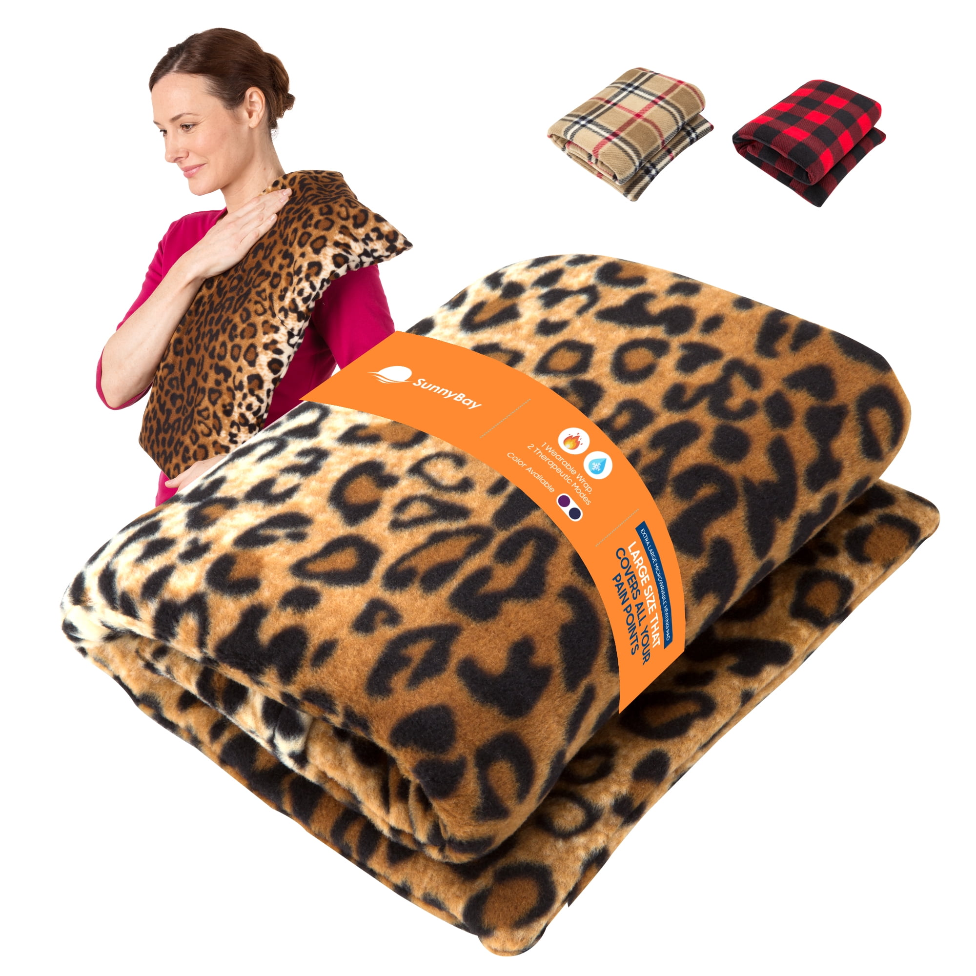 sunny bay body heating wrap, rice filled, washable fleece cover, x