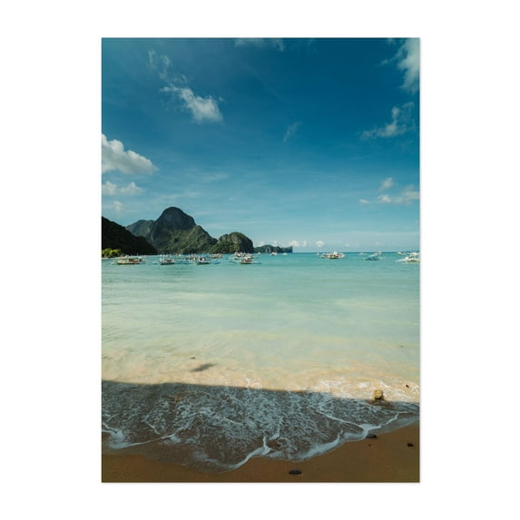 A sunny day in El Nido - El Nido MIMAROPA Philippines Photography Beach Ocean Coast Tropical Seascape Boat Scenic Unframed Wall Art Print 4 x 6 inches