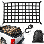 sunorchid 1100lbs Cargo Net for Pickup Truck Bed, 82" 50" Heavy Duty Truck Bed Net with 4*Seatbelt-Grade Straps & 4*Rubber-Coated S-Hooks, Rip-Stop Mesh Cargo Net for Camping, Moving, Trailer & SUV