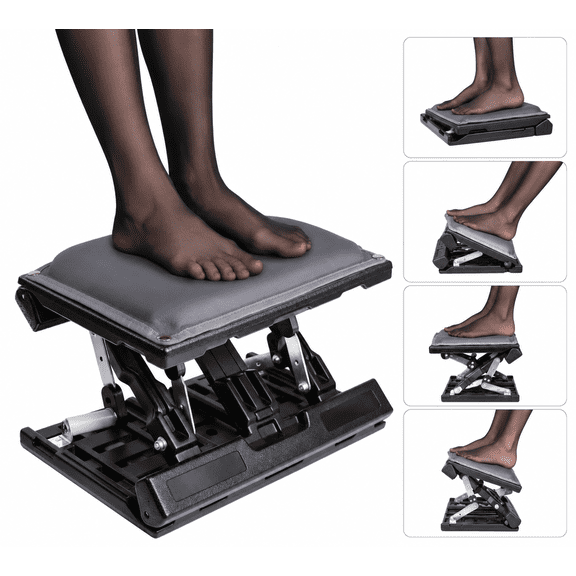 sunorchid Ergonomic Under-Desk Foot Rest Height & Modes Adjustable, Foldable with Removable Cushion & Massage Rollers, Home & Office Comfort, 15.75*12.4 in, Gray