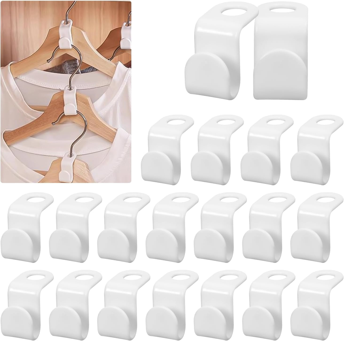 sunozne 50 Pcs Clothes Hanger Connector Hooks, Space Saving Cascading