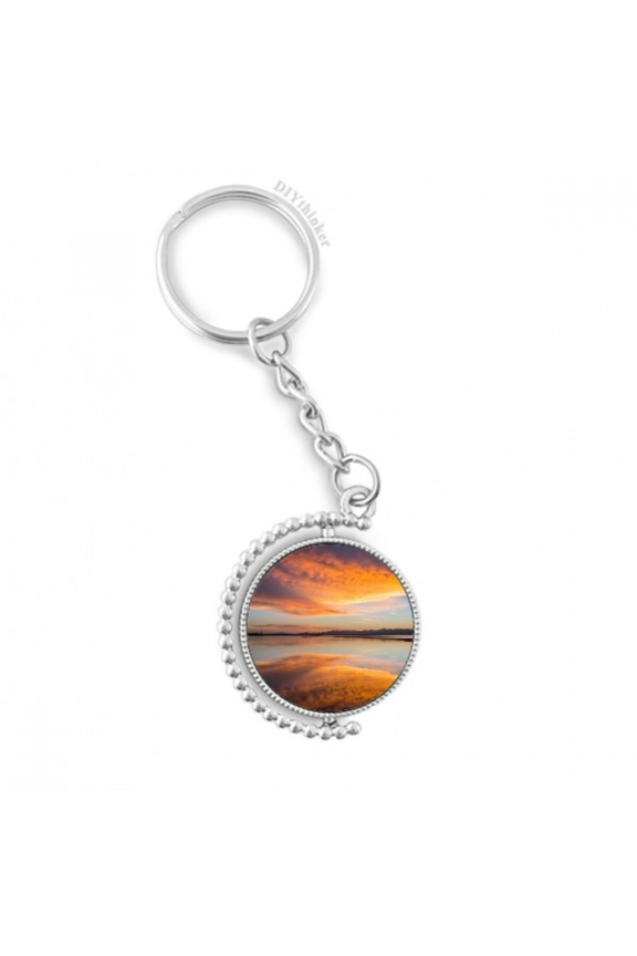 sunrise ocean cloud reflection rotatable keyholder disc accessories chain clip