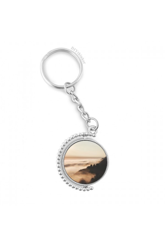 sunrise sunset mountain fog landscape rotatable keyholder disc accessories chain clip