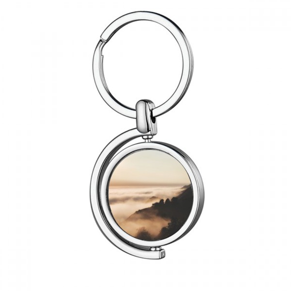 sunrise sunset mountain fog landscape rotating keychain metal keyring holder