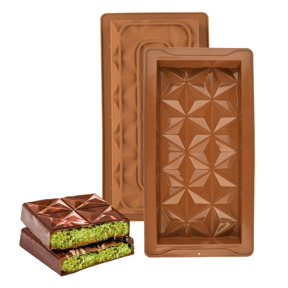 sunsanly 1/2/3Pcs Silicone Chocolate Molds Deep Heat Resistant Chocolate Molds for Desserts Candy Making Non-Stick Easy Release Fudge Truffles Brownies Bars Mold