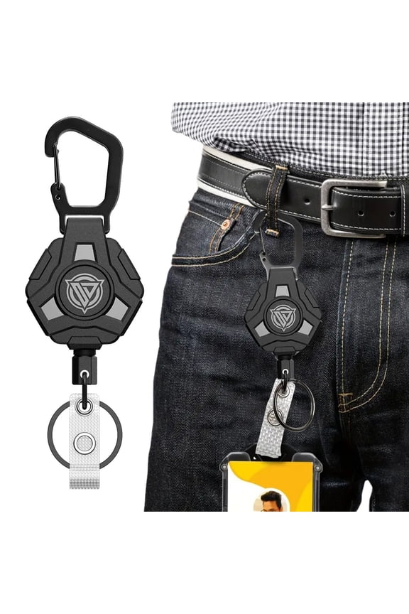 1/2Pcs Polygonal Carabiner Keychain with 60cm Retractable Wire Rope Lobster Clasp Design Easy Key Fixation Climbing Camping Travel Keychain