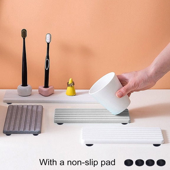 sunsanly 1/2Pcs Quick-Drying Sink Tray Organizer Diatom Mud Mat Eco-Stylish Stone Counter Sponge Holder Bathroom Kitchen Soap Brush Dispenser Rack