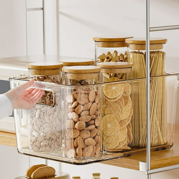 sunsanly 1/3Pcs Extra Large Clear Plastic Storage Bins Transparent Organizer with Built-In Handle Large Capacity Acrylic Organizer Square Container