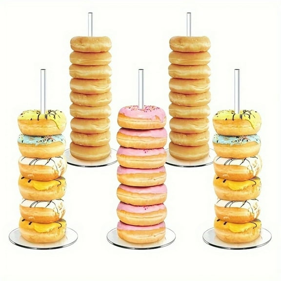 sunsanly 1/4Pcs Acrylic Donut Stand Doughnut Holder with Anti Slip Feet Quick Assembly Easy to Donut Display Stand Tower