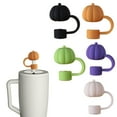 thumbnail image 1 of sunsanly 1/5Pcs Pumpkin Silicone Straw Cap Reusable Topper for 30/40 Oz Tumbler Cup Fall Thanksgiving Accessories Non-Slip BPA-Free Universal 10mm Straw Lid Protector, 1 of 8