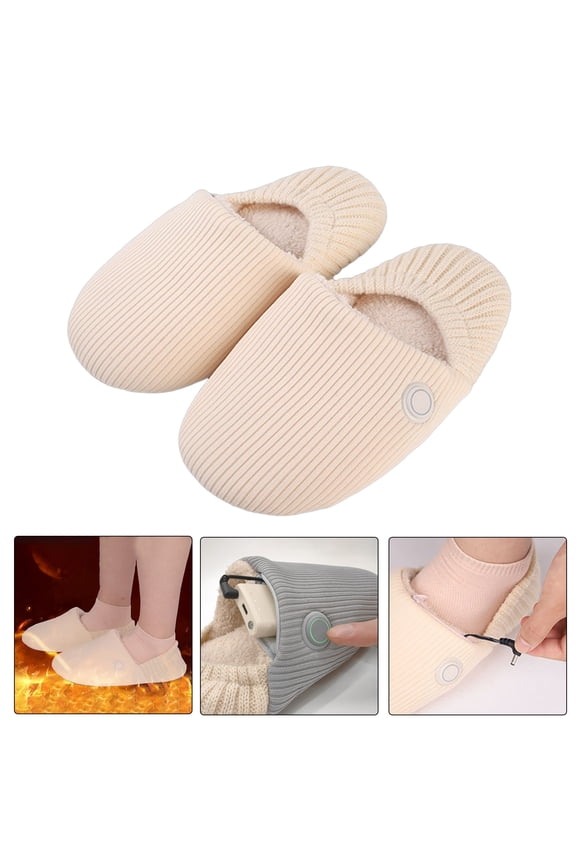 1 Pair Heated Cotton Shoes 3 Temperature Settings Adjustable Men Women Electric Home Slipper Non-slip Indoor Fast Heating Foot Warmer Shoes