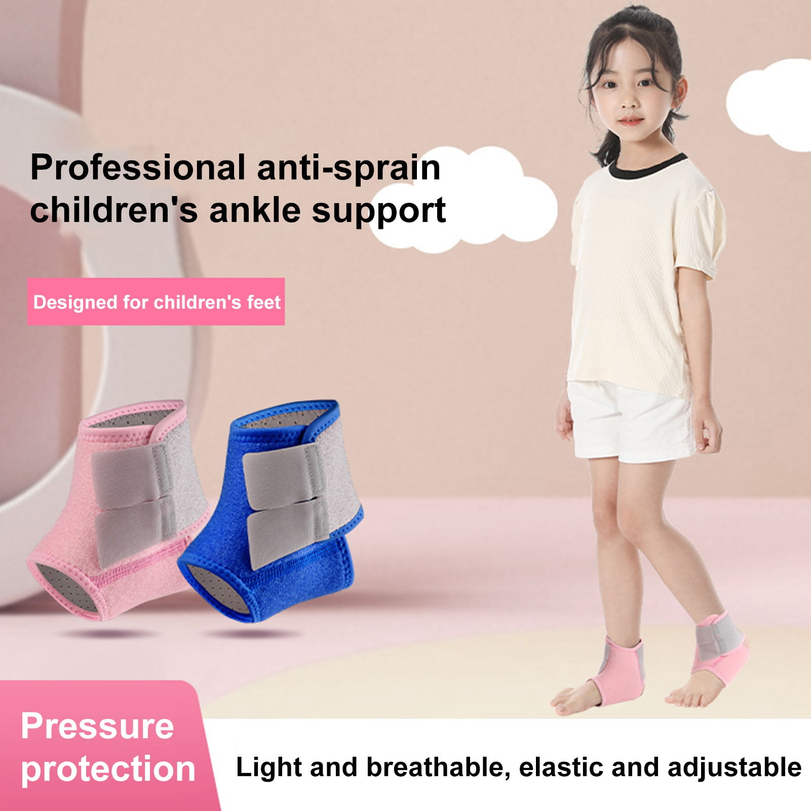 sunsanly 1 Pair Kids Ankle Brace Foot Support Ankle Stabilizer Wraps Protector Sock Injury Prevention Breathable Lightweight Ankle Guard