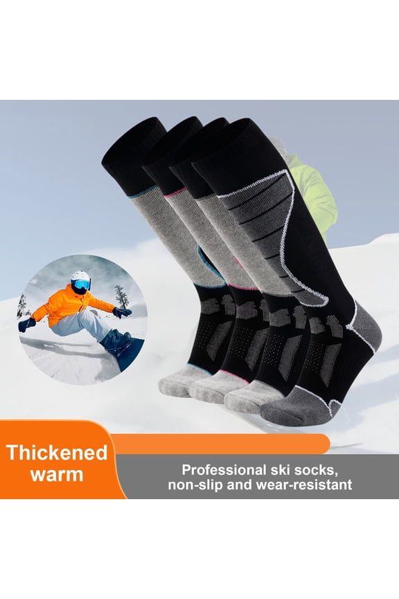 1 Pair Knee High Ski Socks Winter Thermal Warm Socks Anti-Slip Windproof Snowboard Sport Socks for Skiing Cycling Hiking