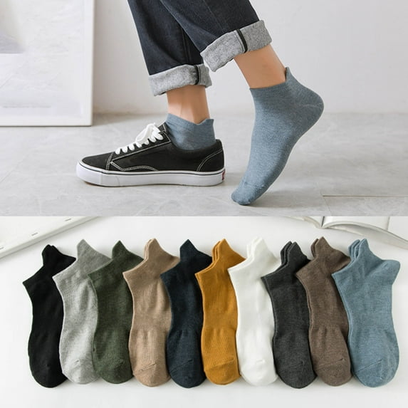 sunsanly 1 Pair Men Boat Socks Low-cut Shallow Cotton Solid Color High Elasticity Anti-slip Soft Sweat-absorption Anti-shrink Sports Short Invisible Socks