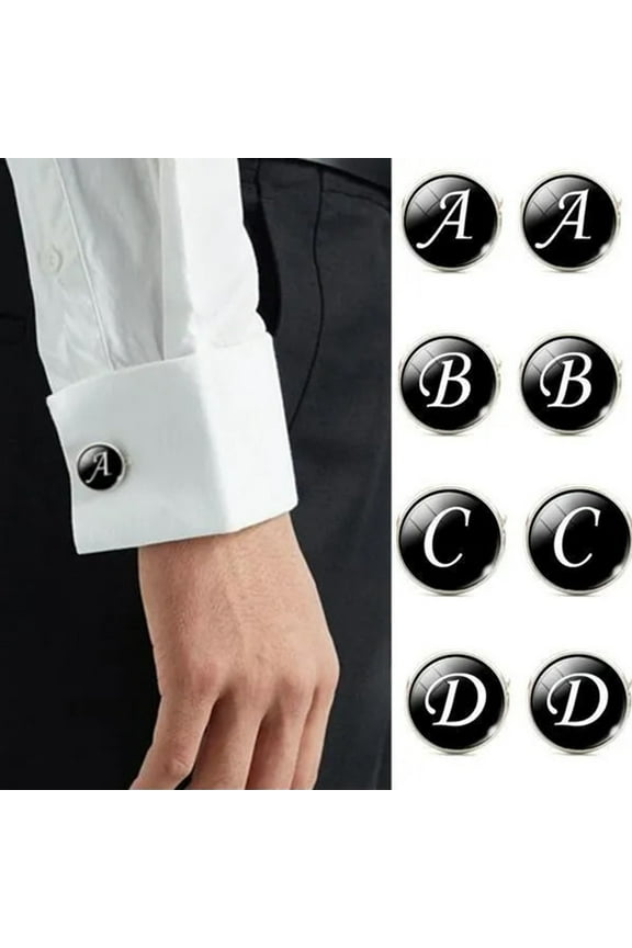 1 Pair Men Cufflinks Letter Pattern Electroplating Smooth Surface Exquisite Craftsmanship Fashion Item Decorate Alloy Men Fashion A-Z Single Alphabet Cufflinks Custom Accessory