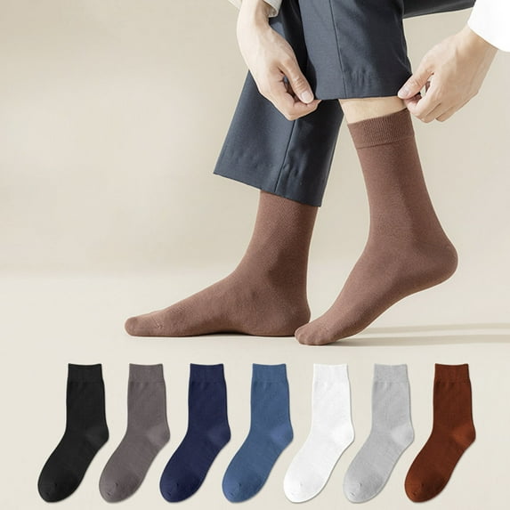 sunsanly 1 Pair Men Socks Mid-tube No Odor Wear-resistant Solid Color High Elasticity Anti-slip Breathable Soft Sweat-absorption Anti-shrink Sports Cotton Socks