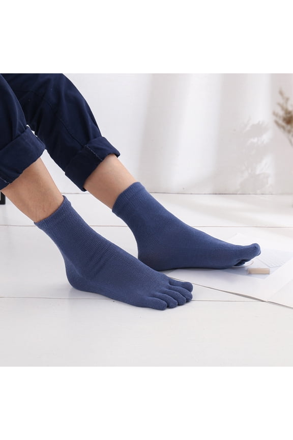 1 Pair Men Summer Spring Socks Split Toe Mid-tube Anti-slip Solid Color High Elasticity Sweat Absorption Adult Daily Socks Sport Socks