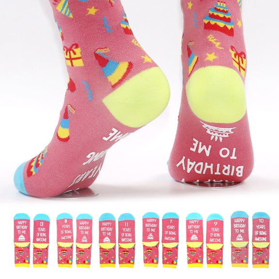 sunsanly 1 Pair Unisex Birthday Socks Letter Print Mid-tube Thick Keep Warm Floor Socks Hidden Blessing Design Anti-slip Knitted Daily Wear Sport Socks Birthday Gift