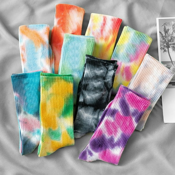 sunsanly 1 Pair Unisex Socks Mid-tube Tie-dye No Odor Thin High Elasticity Anti-slip Sweat-absorption Anti-shrink Sports Four Season Basketball Calf Socks