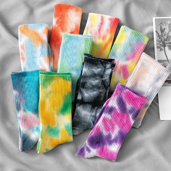 sunsanly 1 Pair Unisex Socks Mid-tube Tie-dye No Odor Thin High Elasticity Anti-slip Sweat-absorption Anti-shrink Sports Four Season Basketball Calf Socks