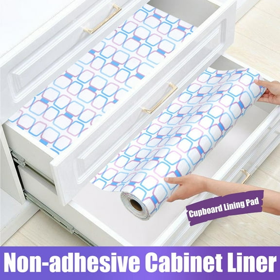 sunsanly 1 Roll 0.45x6M Shelf Liner Waterproof Oil-Proof PVC Non-adhesive Non-slip Kitchen Cabinet Drawer Closet Cupboard Liner Countertop Mat