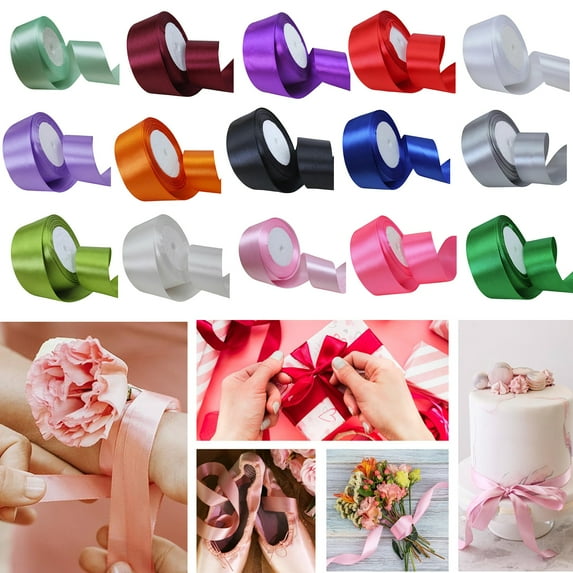 sunsanly 1 Roll 22m 4cm Wide Satin Wedding Ribbon Roll Gift Wrapping Bouquets Bow Making Decoration Home Decor