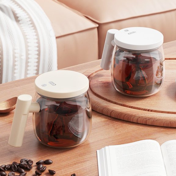sunsanly 1 Set 400ML Coffee Cup Electric Self-Stirring Glass Cup High Speed Automatic Mixing Cup for Home Office