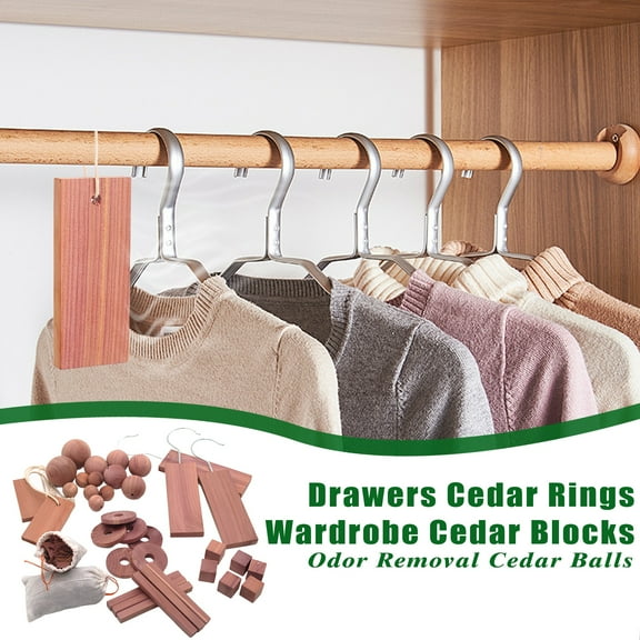 sunsanly 1 Set Cedar Balls Blocks Sachets Rings Natural Odor Removal Deodorization Closets Drawers Clothes Shoes Storage Aromatic Red Cedar Wood Repellent Ball