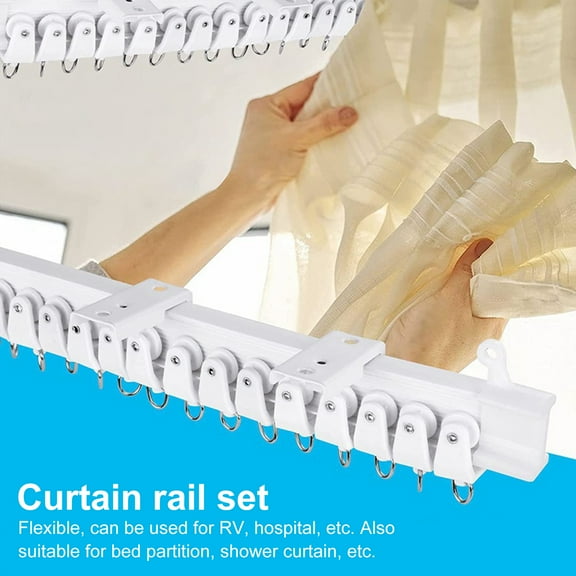 sunsanly 1 Set Curtain Track Accessories 1/3/5m Ceiling Curtain Track Bendable Smooth Sliding Room Divider Curtain Track System for RV Bay Window Shower Easy Installation Kit Included