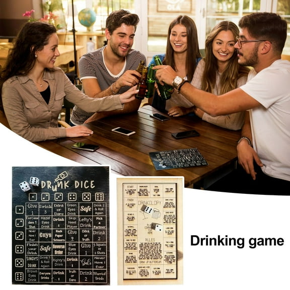 sunsanly 1 Set Dice Drinking Game Don't Go Home Tonight Game Adults Interactive Drinking Board Game Wooden Dice Tray Game Night Party Essentials Props