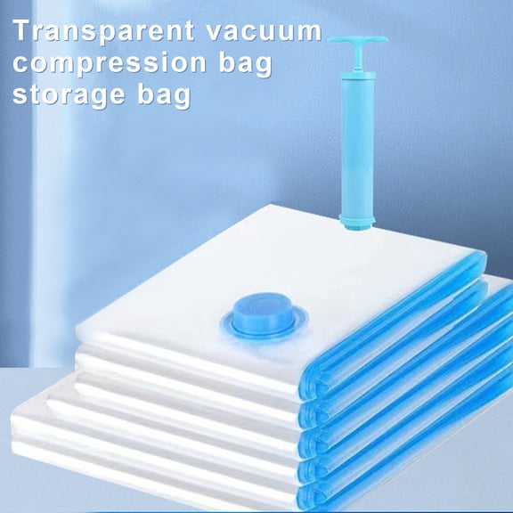 sunsanly 1 Set Vacuum Compression Bag Thickened Material Large Capacity with Pump Compression Transparent with Air Valve Dustproof Moisture-proof House-moving Package Bag